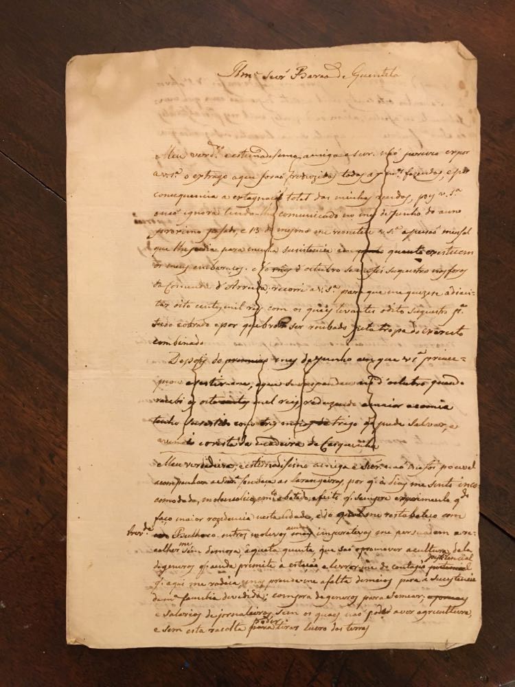 Carta Conde Cunha a Barão de Quintela (1)